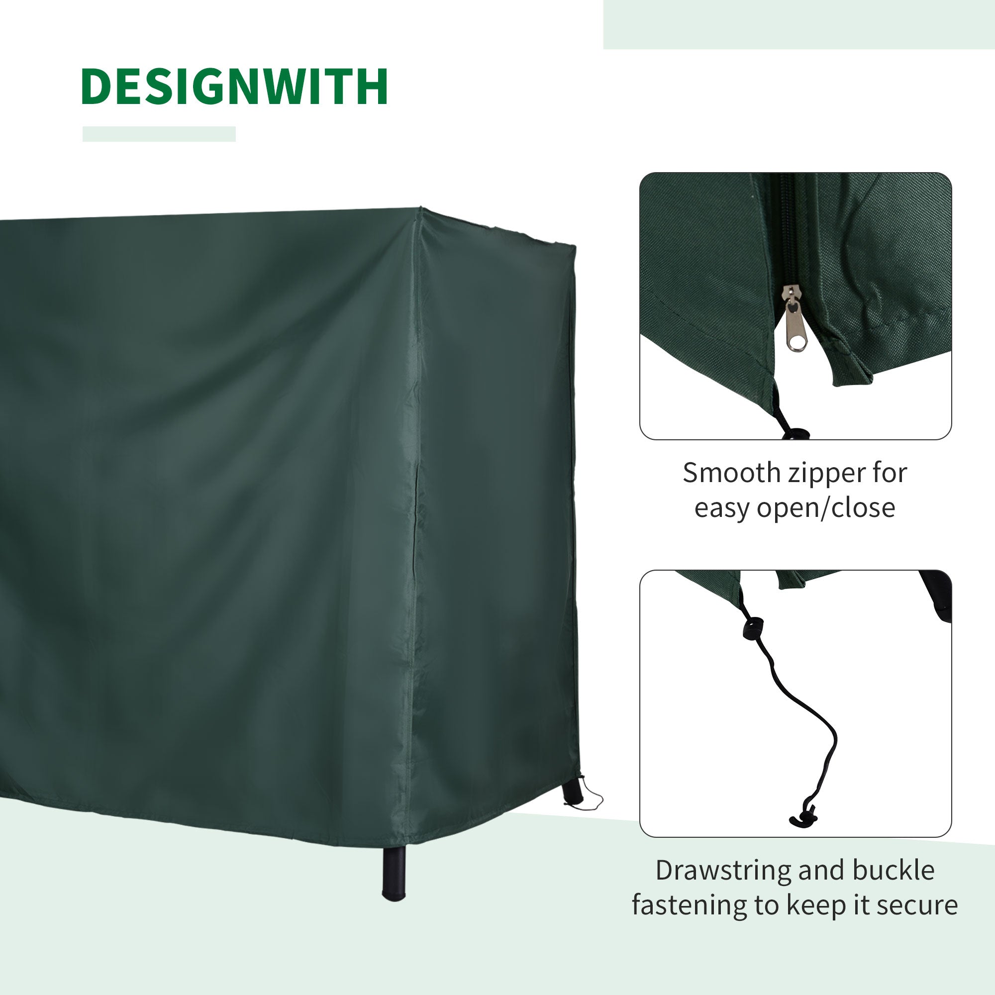 Outsunny Swing Chair Cover Waterproof Oxford Polyester, 164cm Height, Garden Furniture Protection, Green