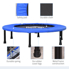 Kozy 36" Mini Fitness Trampoline Home Gym Yoga Exercise Rebounder Indoor Outdoor Jumper with Safety Pad, Support Up to 100 KG, Blue and Black