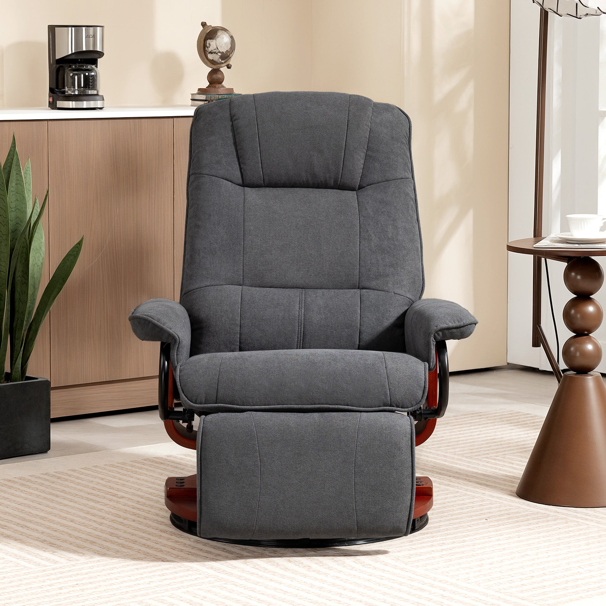 Kozy - Reclining Swivel Chair, with Footrest - Grey