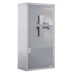 Kozy Stainless Steel wall mounted Medicine Cabinet with 2 Shelves + Security Glass Door Lockable 48 cm(H)