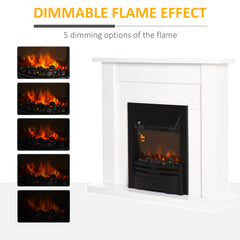 Kozy - Electric Firplace Suites & Mantelpiece w/LED Flames Remote Marble Stone Modern Curved Surround Intelligent Safe Tempered Glass Adjustable Thermal 1000W/2000W