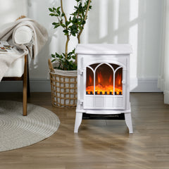 Kozy - Freestanding Electric Fireplace, Electric Log Burner with LED Flame Effect, Overheating Safety System, 1000W/2000W White