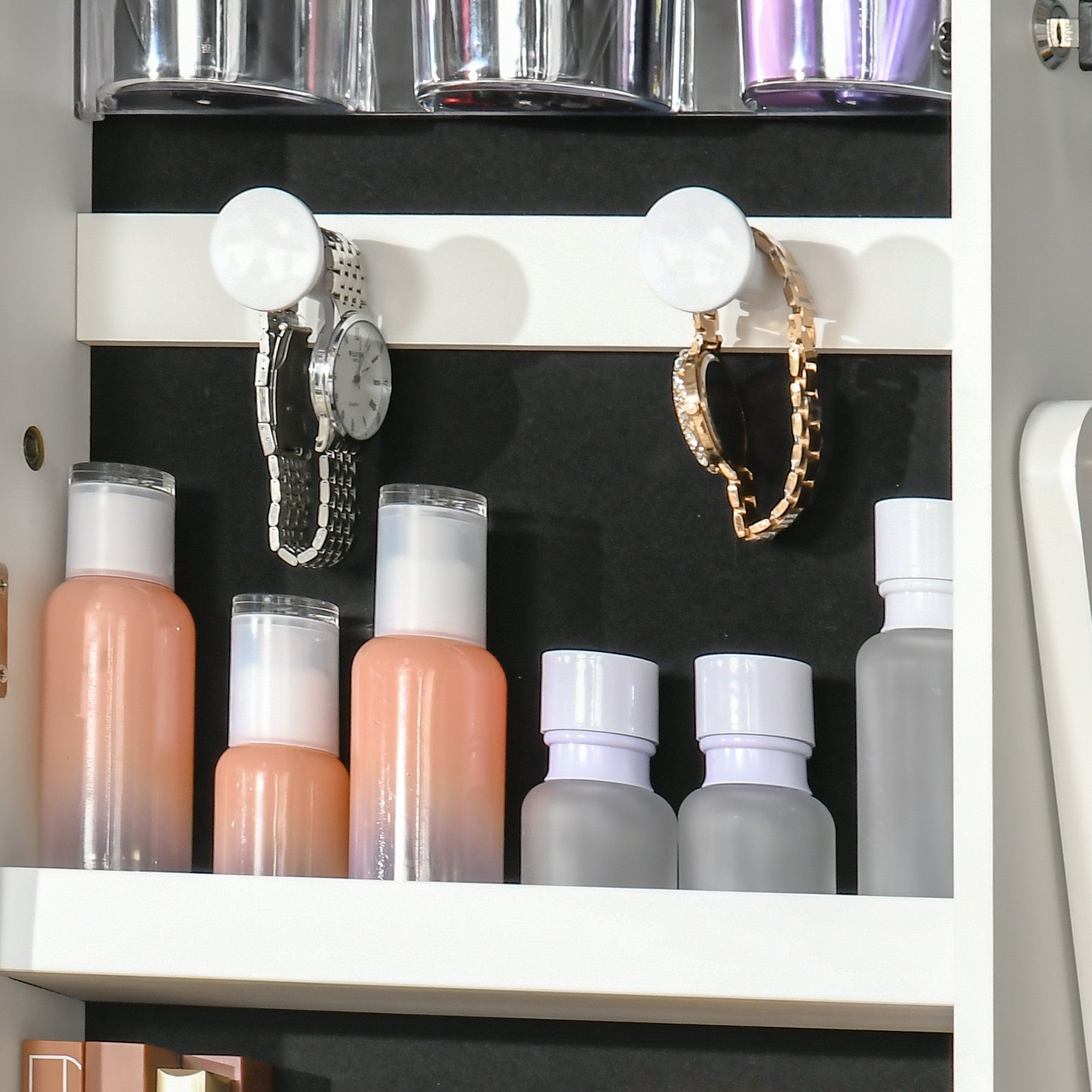 Kozy Jewellery Cabinet with LED Light, Lockable Jewellery Organiser with Full-Length Mirror for Bedroom Dressing Room, White