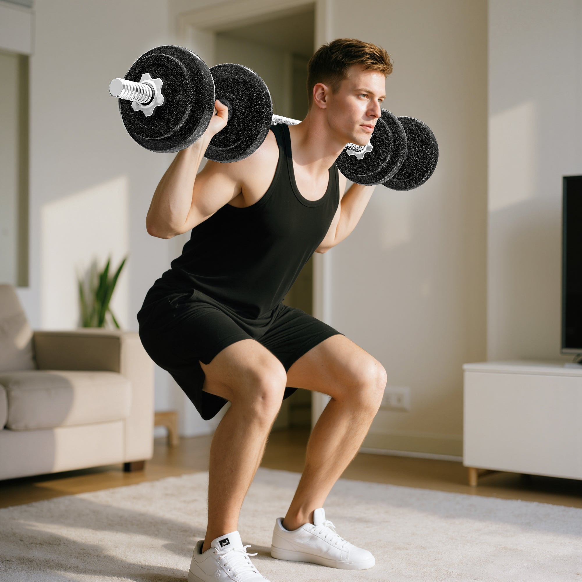 Kozy 2-in-1 Adjustable Dumbbells Set, 20kg Weights Dumbbells Set with Non-Slip Grip for Strength Training, Weight Lifting, Bodybuilding, Home Gym Workout Equipment for Men & Women