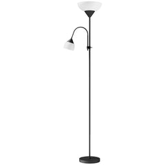 Kozy - LED Floor Lamp for Living Room, 180cm Tall Standing Lamp, Mother and Child Uplighter with Adjustable Gooseneck, Black