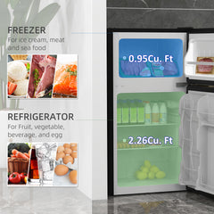 Kozy - 88L Under Counter Fridge Freezer, Small Refrigerator with 5-Setting, 3 Star Freezer Rating, Black and Silver Tone