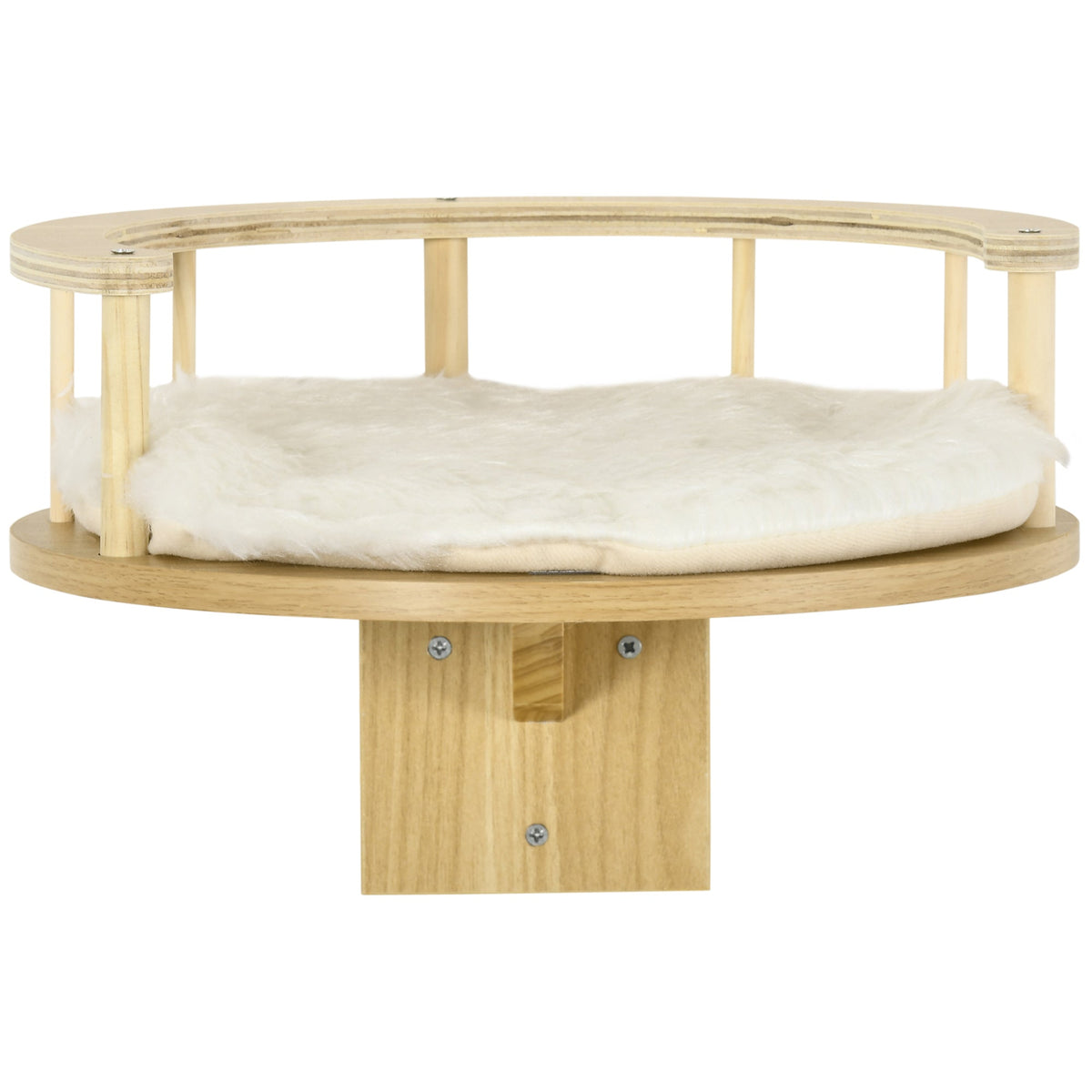 PawHut Wall Mounted Cat Tree with Cushion and Guardrails, Kitten Bed Cat Perch for Indoor Use, Beige | Aosom UK