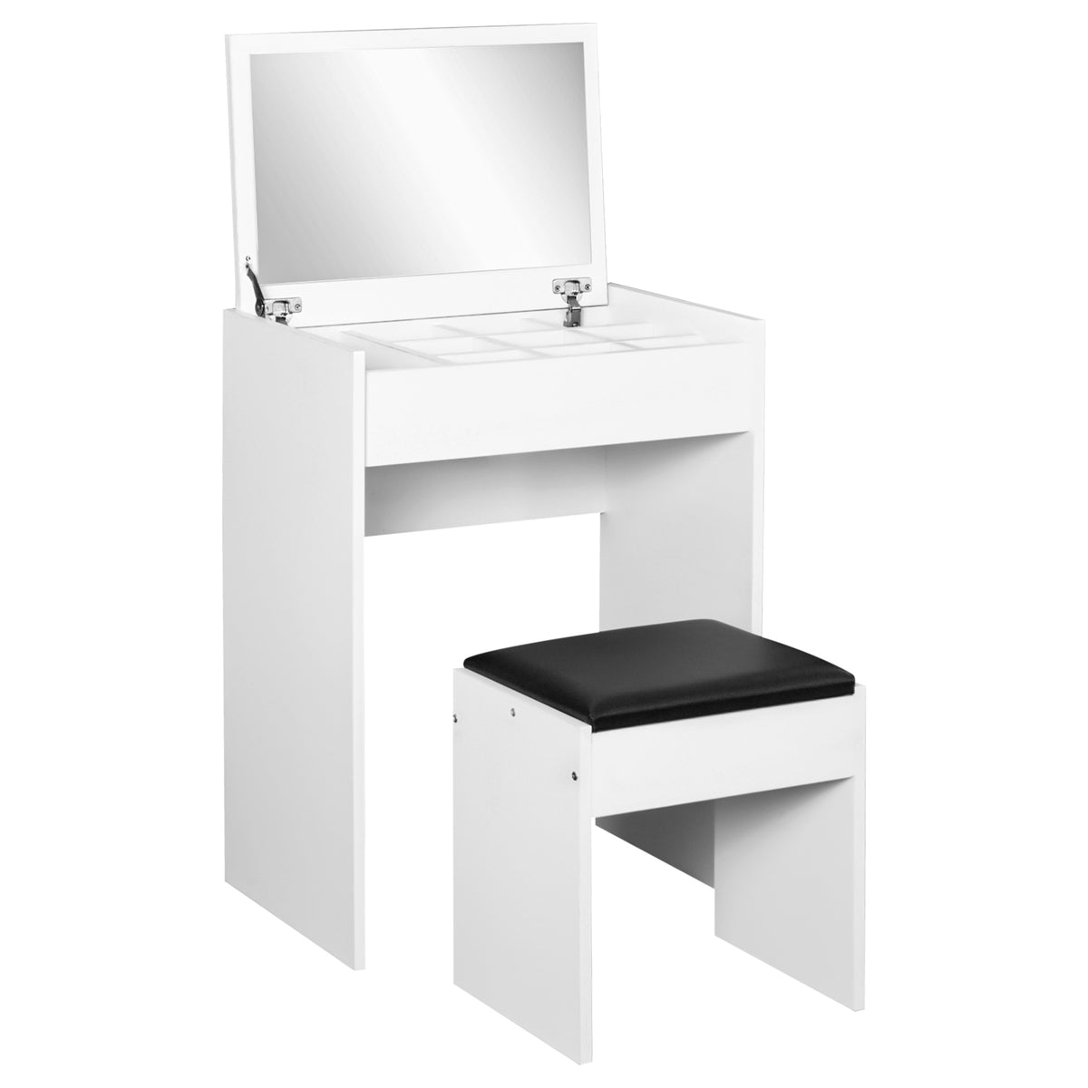 HOMCOM Dressing Table with Padded Stool, Flip