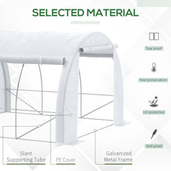 Kozy 3 x 3 x 2 m Polytunnel Greenhouse with Roll-up Side Walls, Walk-in Grow House Tent with Steel Frame, Reinforced Cover, Zipped Door and 6 Mesh Windows for Garden, White