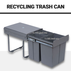 Kozy Kitchen Recycle Waste Bin Pull Out Soft Close Dustbin Recycling Cabinet Trash Can Grey (40L (1x20L+2x10L))