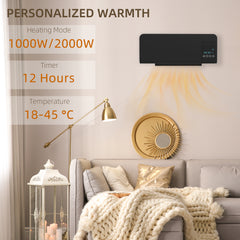Kozy - 2000W Wall Mounted Heater, 18-45°C Temperature, Black