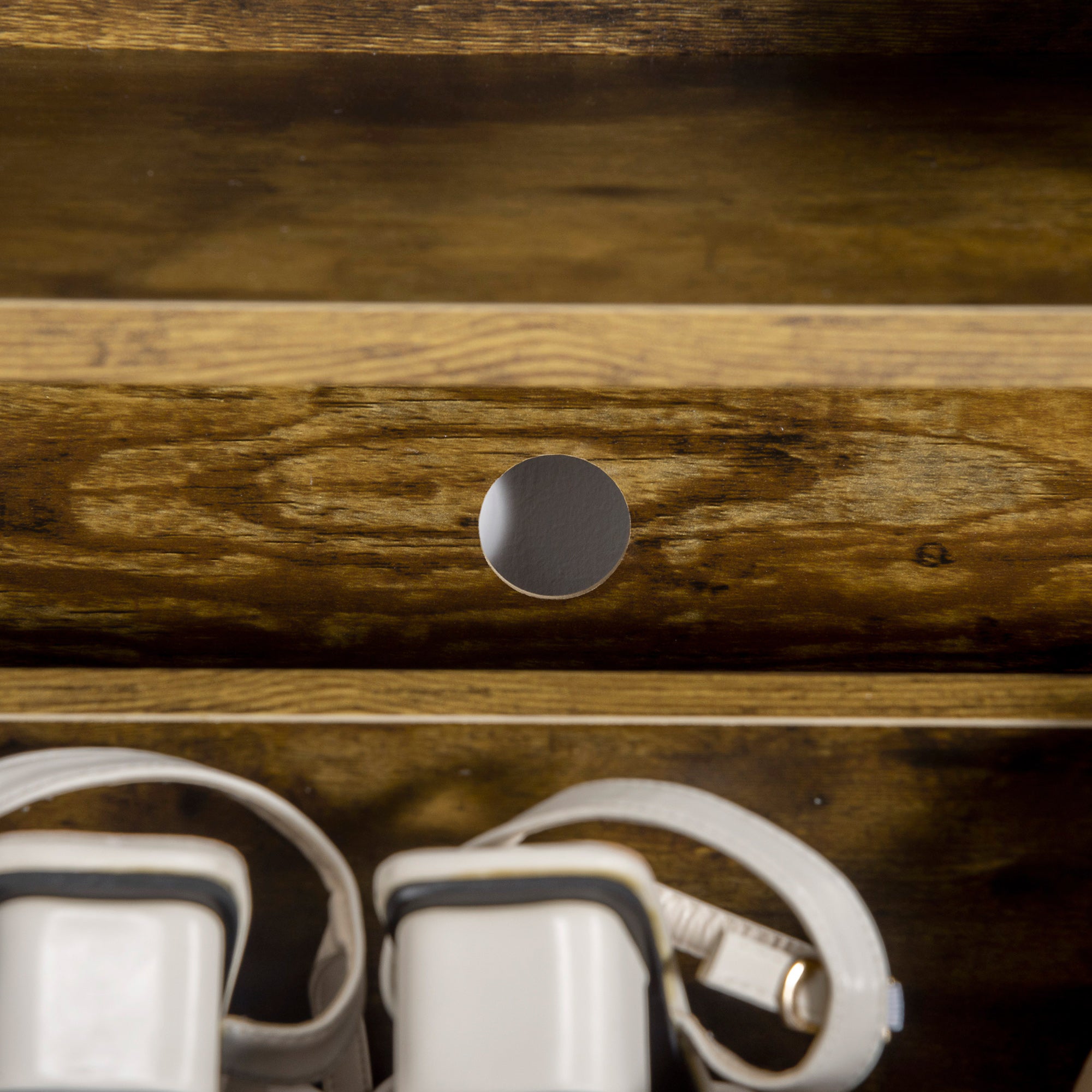 Kozy Shoe Cabinet with 2 Flip Doors, Slim 2-Drawer Shoe Cupboard with Adjustable Divider and Open Compartment for 12 Pairs of Shoes, Entryway Storage Unit, Rustic Brown