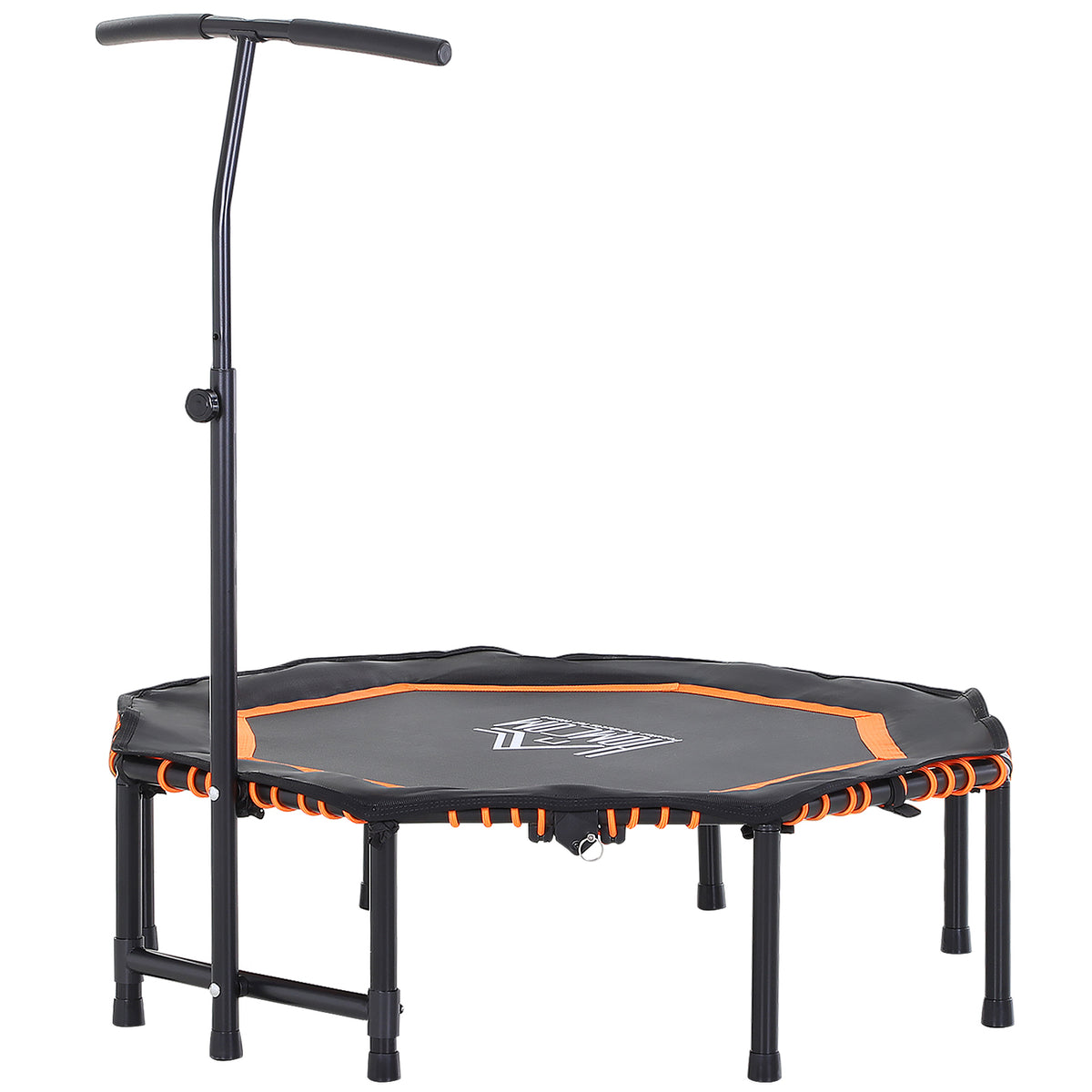 Kozy 48" Octagonal Mini Fitness Trampoline Rebounder Indoor Outdoor Foldable Mini Jumper with Adjustable Handle, Max Load 100 KG - Orange