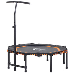 Kozy 48" Octagonal Mini Fitness Trampoline Rebounder Indoor Outdoor Foldable Mini Jumper with Adjustable Handle, Max Load 100 KG - Orange