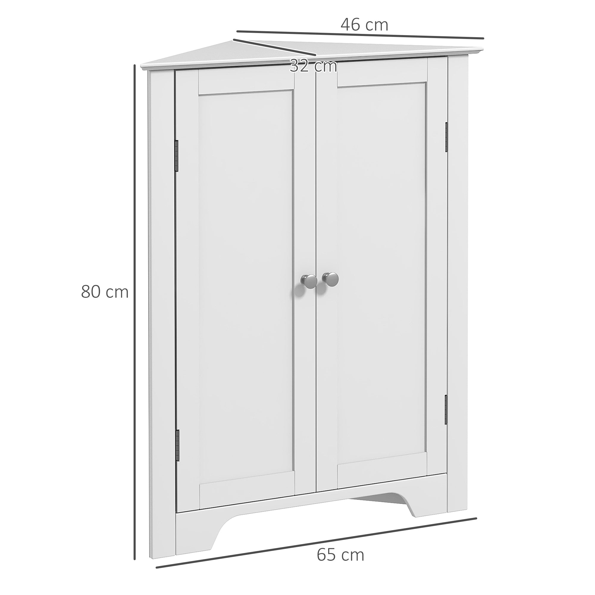 Kozy Triangle Bathroom Cabinet, Corner Bathroom Storage Unit with Adjustable Shelf and Recessed Door, Free Standing, White
