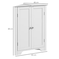 Kozy Triangle Bathroom Cabinet, Corner Bathroom Storage Unit with Adjustable Shelf and Recessed Door, Free Standing, White
