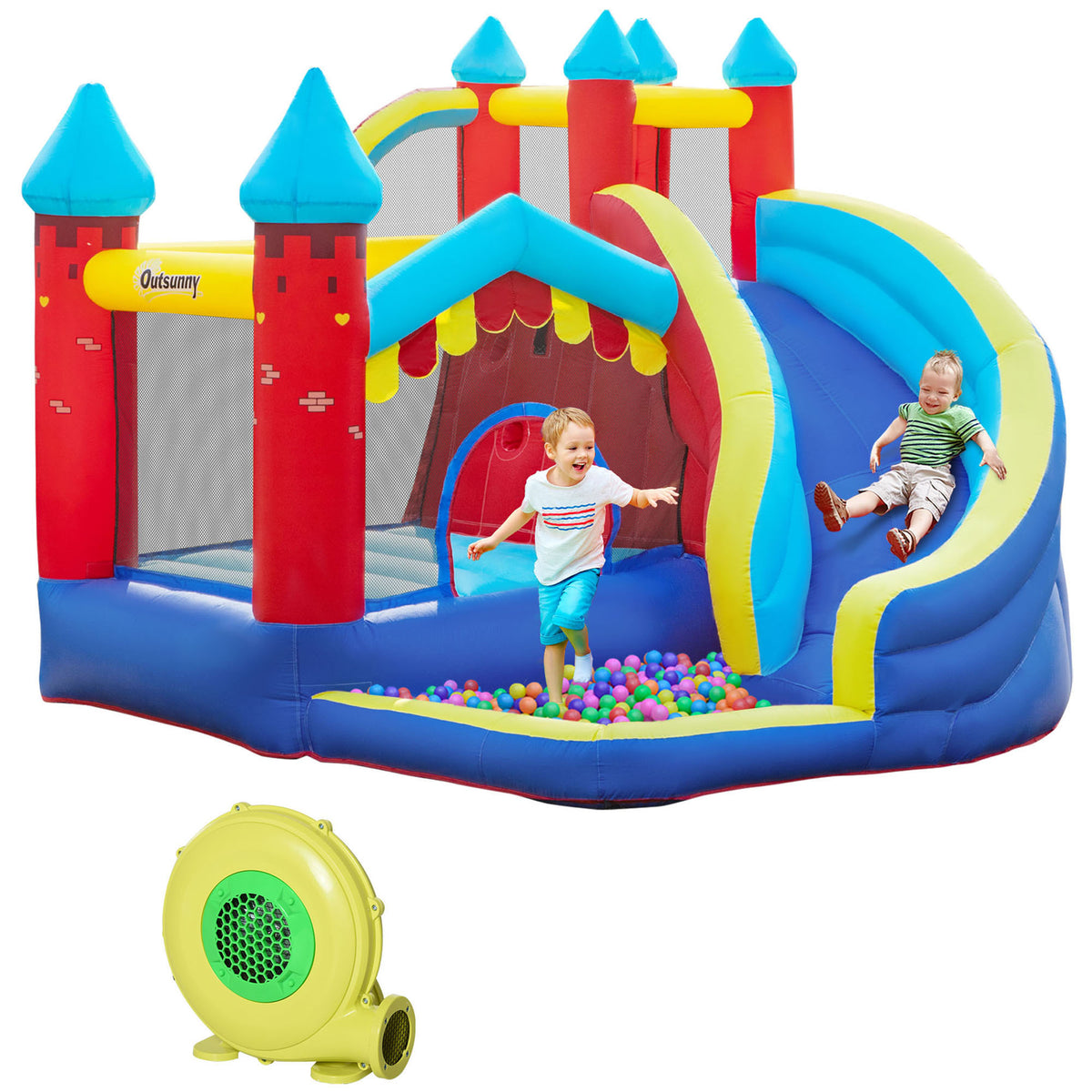 Kozy - Kids Bouncy Castle, with Slide, Pool, Trampoline, Climbing Wall, Blower