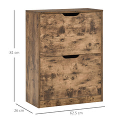 Kozy Industrial Shoe Cabinet with 2 Flip Drawers, Narrow Shoe Storage Cabinet for 12 Pairs, Freestanding Slim Shoe Storage Organiser for Entryway, Hallway, Rustic Brown