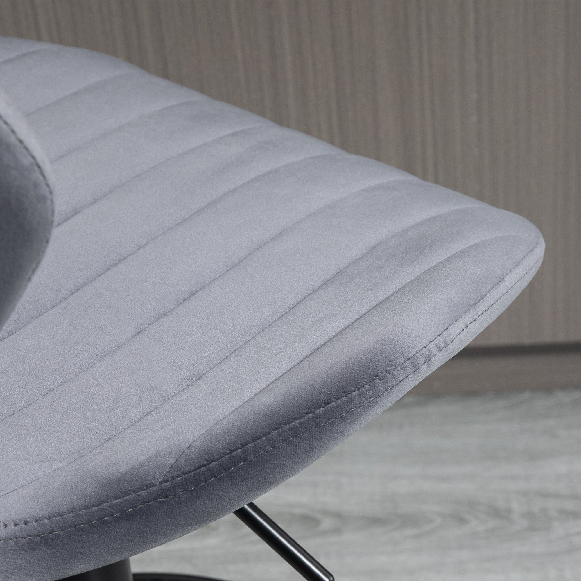 Kozy Bar Stool Set of 2 Velvet-Touch Fabric Adjustable Height Swivel Counter Chairs with Footrest, Grey