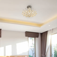 HOMCOM Crystal Chandelier w/ K9 Crystal Droplets, 3 Lights Mordern Style Ceiling Lamp for Living Room, Bedroom, Dining Room, Transparent | Aosom UK