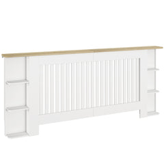 Kozy Radiator Cover with Open Storage Shelves, Vertical Slatted Cabinet Shelf Heater Cover for Living Room, Hallway, Extra Large, White (H: 83 / W: 191 / D: 19 cm)