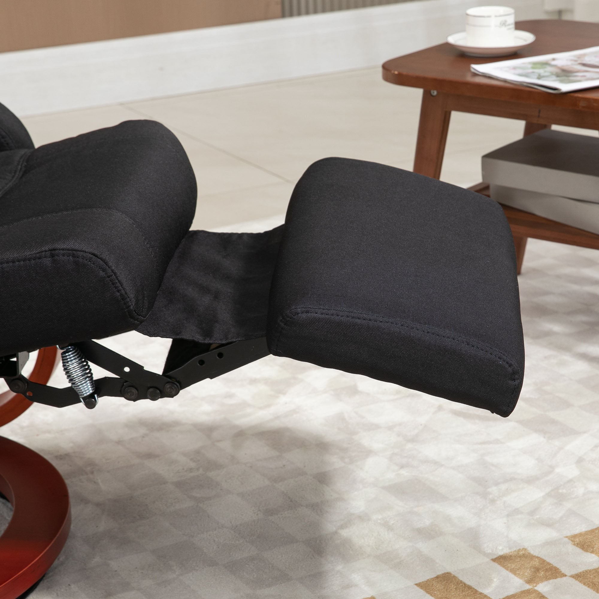 Kozy - 135° Manual Reclining Swivel Chair, with Footrest - Black