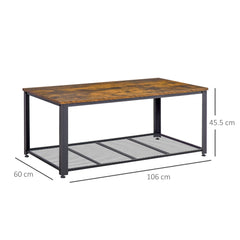 HOMCOM Coffee Cocktail Table Industrial Style w/ Storage Shelf Wood Grain Look Modern Furniture Versatile Use For Living Room Entryway Office