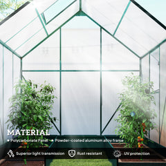 Kozy 6x6 FT Polycarbonate Greenhouse with Base and Raised Bed, Walk-in Greenhouse with Aluminium Frame, Temperature Controlled Window, Foundation for Plants, Flowers, Vegetable
