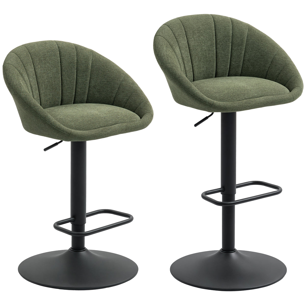 Kozy - Set of Two Relaxed Tub Bar Stools - Dark Green