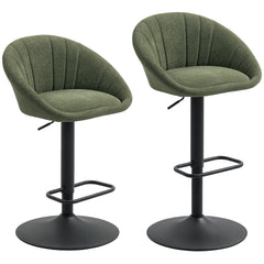 Kozy - Set of Two Relaxed Tub Bar Stools - Dark Green