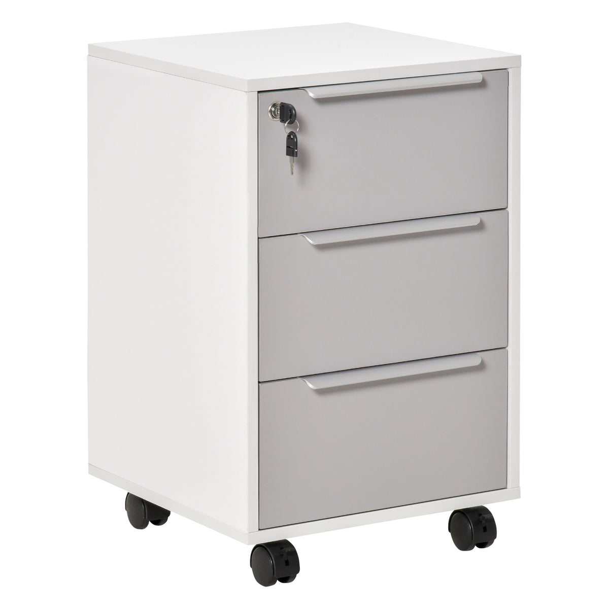 Kozy Three-Drawer Locking Filing Cabinet - Grey/White