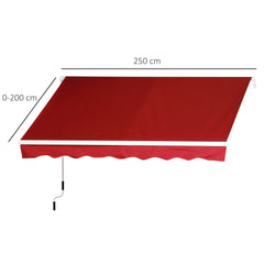 Kozy Manual Retractable Patio Awning Shelter UV Protection, 2.5mx2m