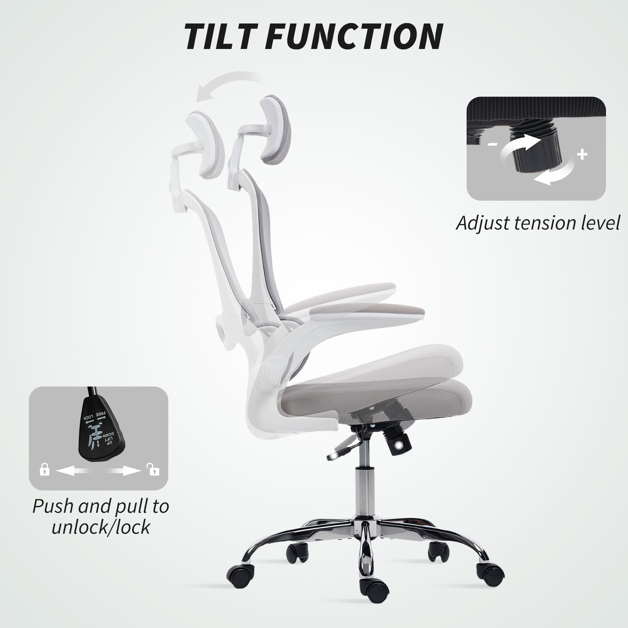 Kozy Mesh Back Office Chair, with Lumbar Support - Grey