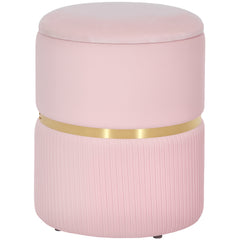 Kozy Velvet-Feel Storage Ottoman - Pink