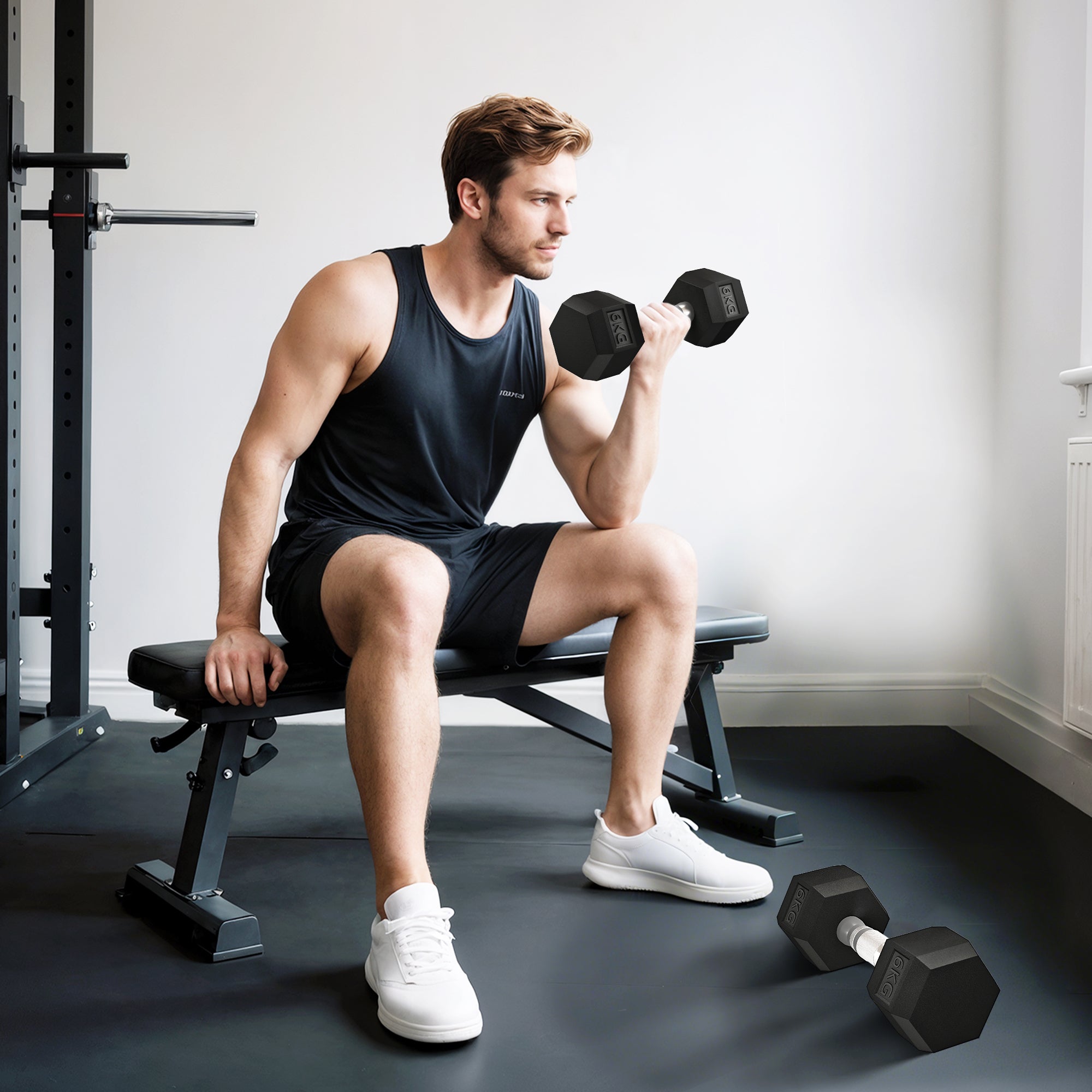 Kozy 2x6kg Hex Dumbbells Set Rubber Dumbbells Weight Lifting Equipment Fitness Home Gym