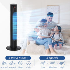 HOMCOM 38" Tower Fan with Remote Control, Oscillating, 3 Speeds, 12