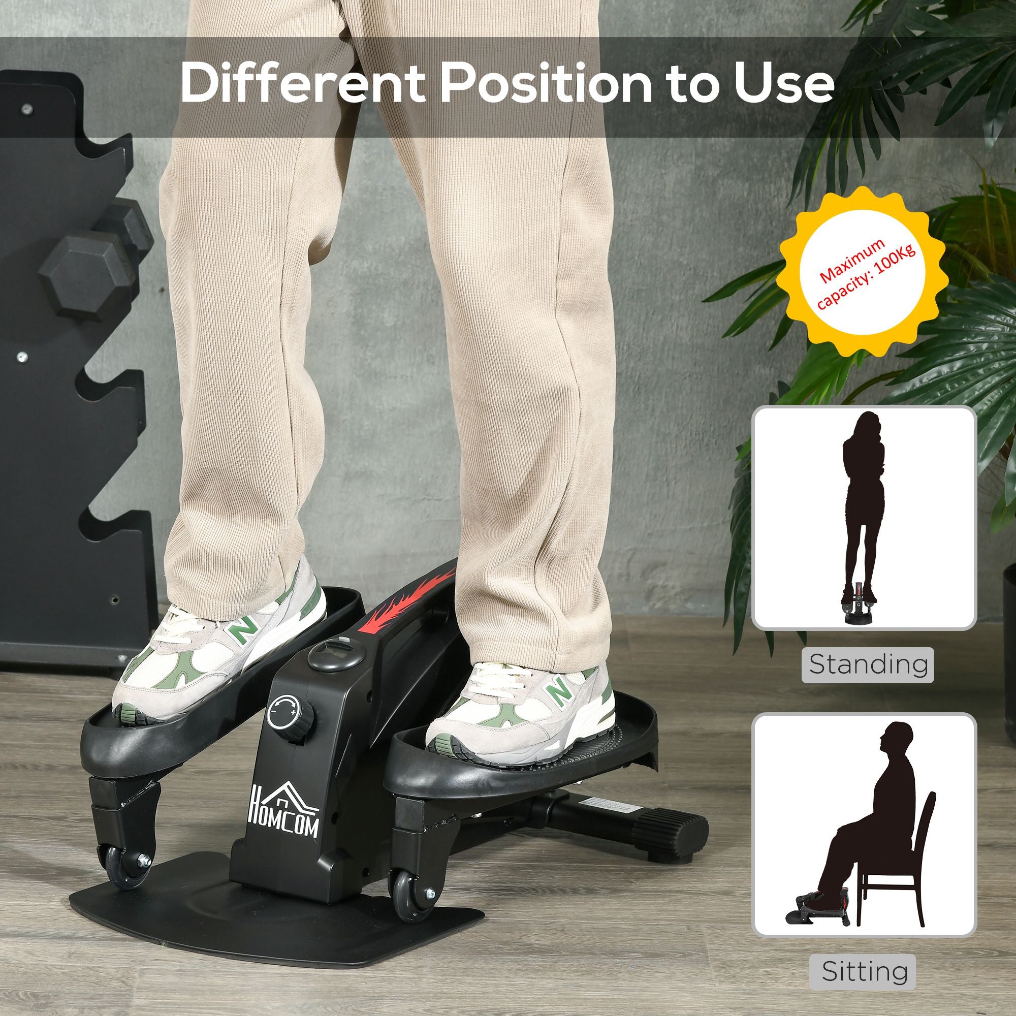 Kozy Mini Manual Elliptical Bike, Compact Elliptical Cross Trainer Fitness Workout w/ LCD Monitor, Anti-Slip Pedals, Adjustable Resistance for Home Office