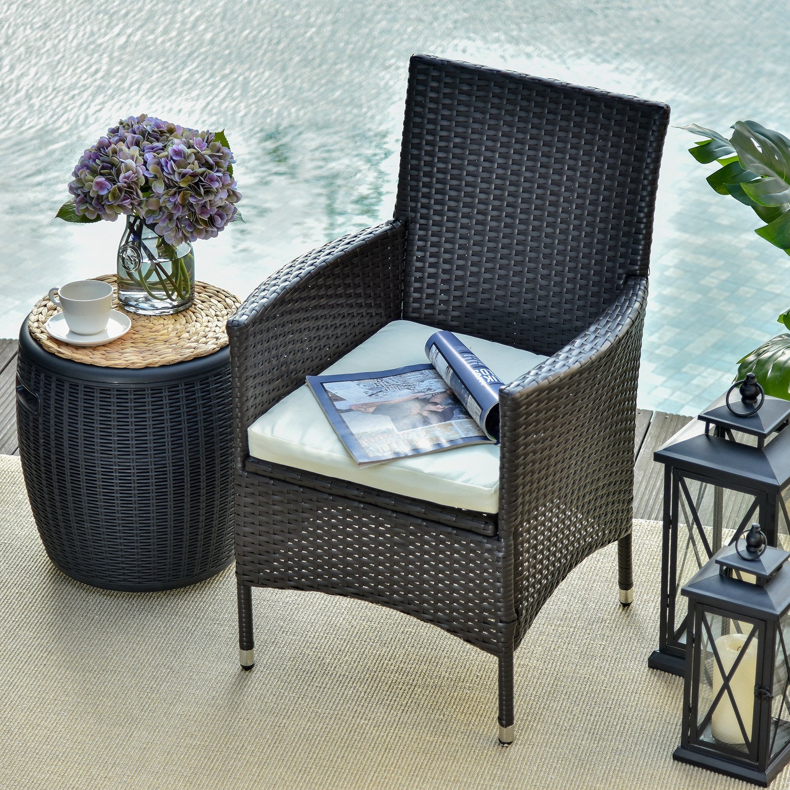 Outsunny Waterproof Rattan Armchair Duo: Deep Coffee Garden Patio Seating with Cushions | Aosom UK