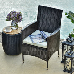 Outsunny Waterproof Rattan Armchair Duo: Deep Coffee Garden Patio Seating with Cushions | Aosom UK