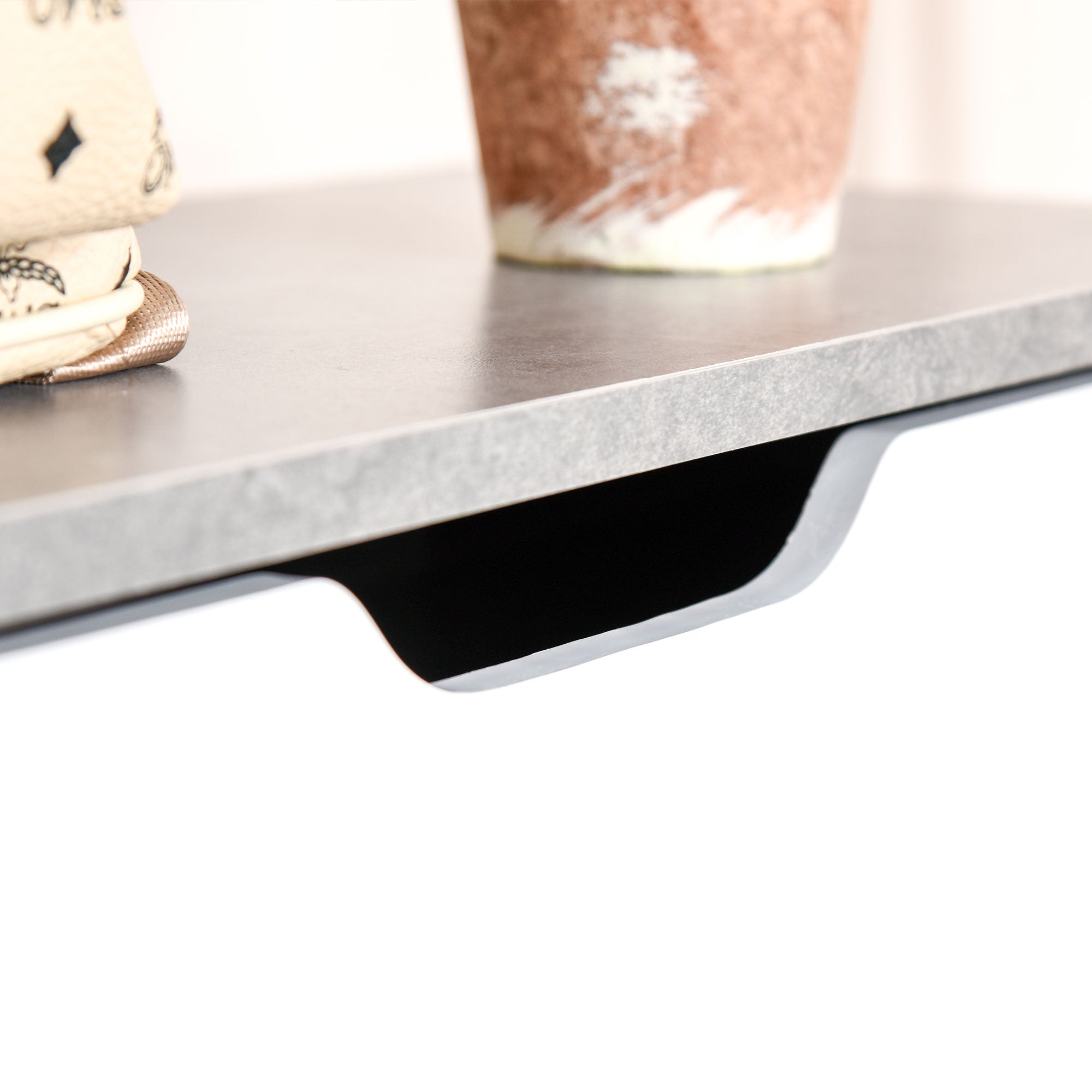 Kozy Two Drawer Shoe Cabinet Home Storage Organiser w/ Groove Handles Adjustable Shelves Modern Boxy Rack Hallway Bedroom Furniture