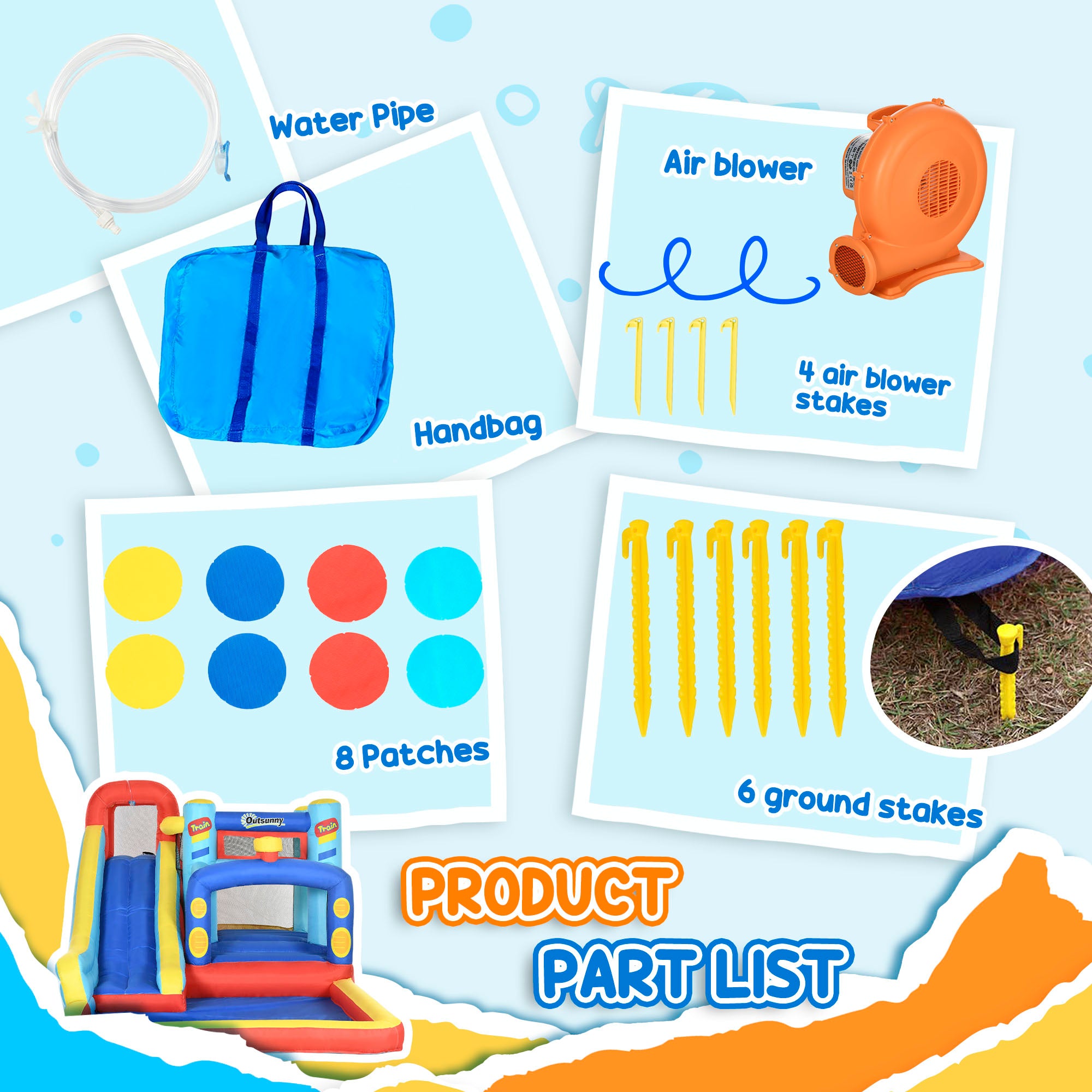 Kozy 4-in-1 Bouncy Castle, with Slide, Trampoline, Climbing Wall, Blower, Multicoloured