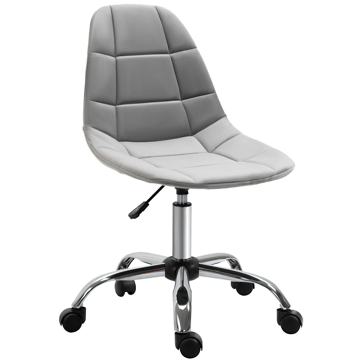 Kozy Ergonomic Office Chair with Adjustable Height and Wheels Velvet Executive Chair Armless for Home Study Bedroom Grey