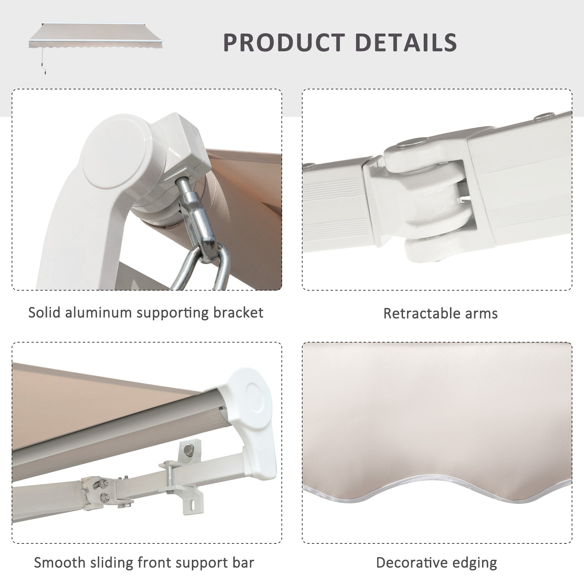 Kozy 2.95Lx2.5M  Retractable Manual/Electric Awning-Cream White/White