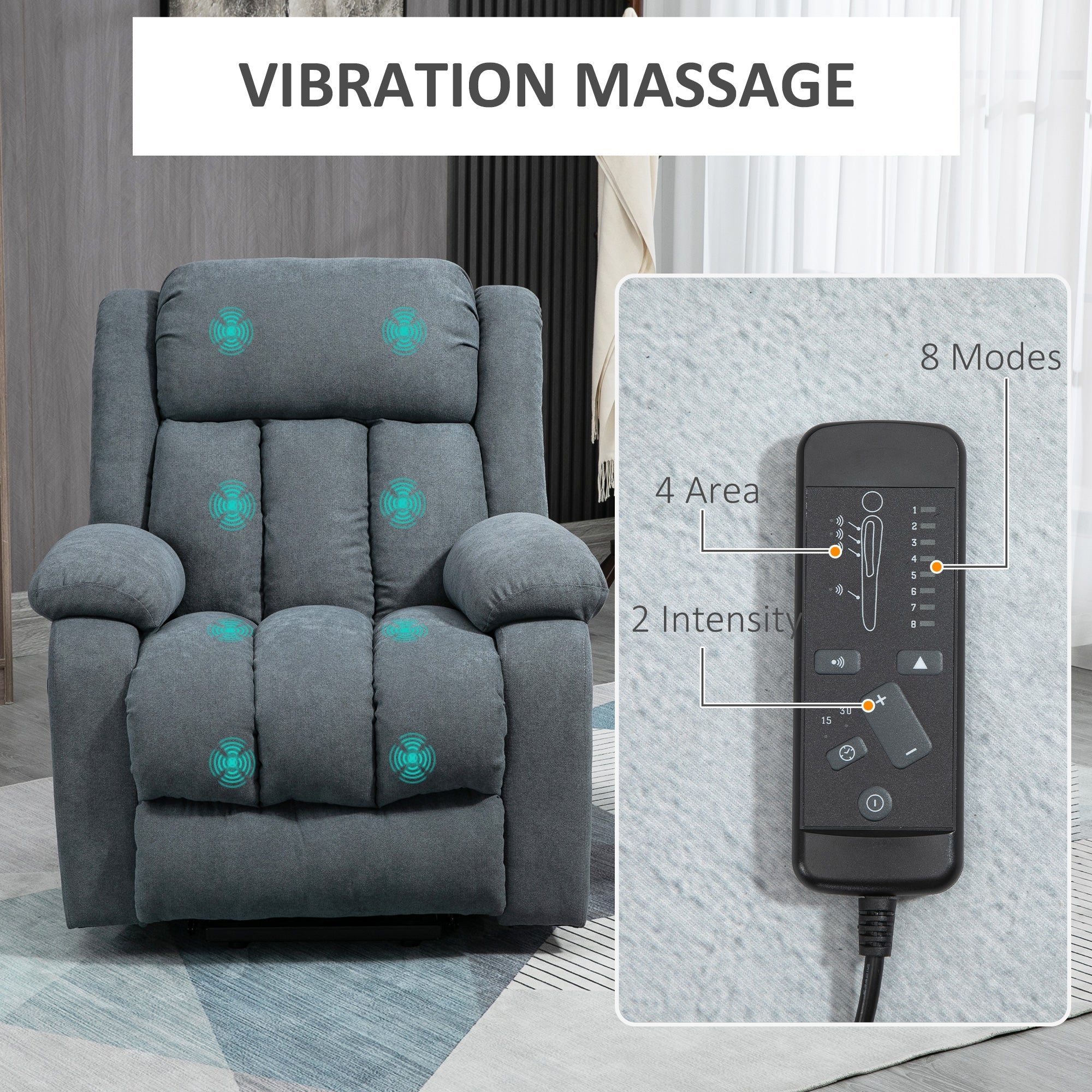 HOMCOM Oversized Riser and Recliner Chairs for the Elderly, Heavy Duty Fabric Upholstered Lift Chair w/ Remote Control, Side Pocket | Aosom UK