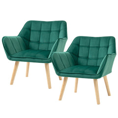 HOMCOM Armchair Accent Chair, Vanity Chair with Wide Arms, Slanted Back, Padding, Wooden Legs, Home Furniture Seating, Set of 2 | Aosom UK