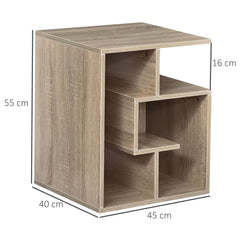 HOMCOM 3 Tier Side Table, Oak Colour End Table with Open Storage Shelves, Living Room Coffee Table Organiser Unit