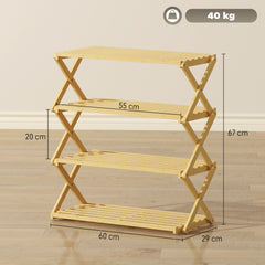 Kozy 4-Tier Bamboo Shoe Rack, No Assembly - Natural