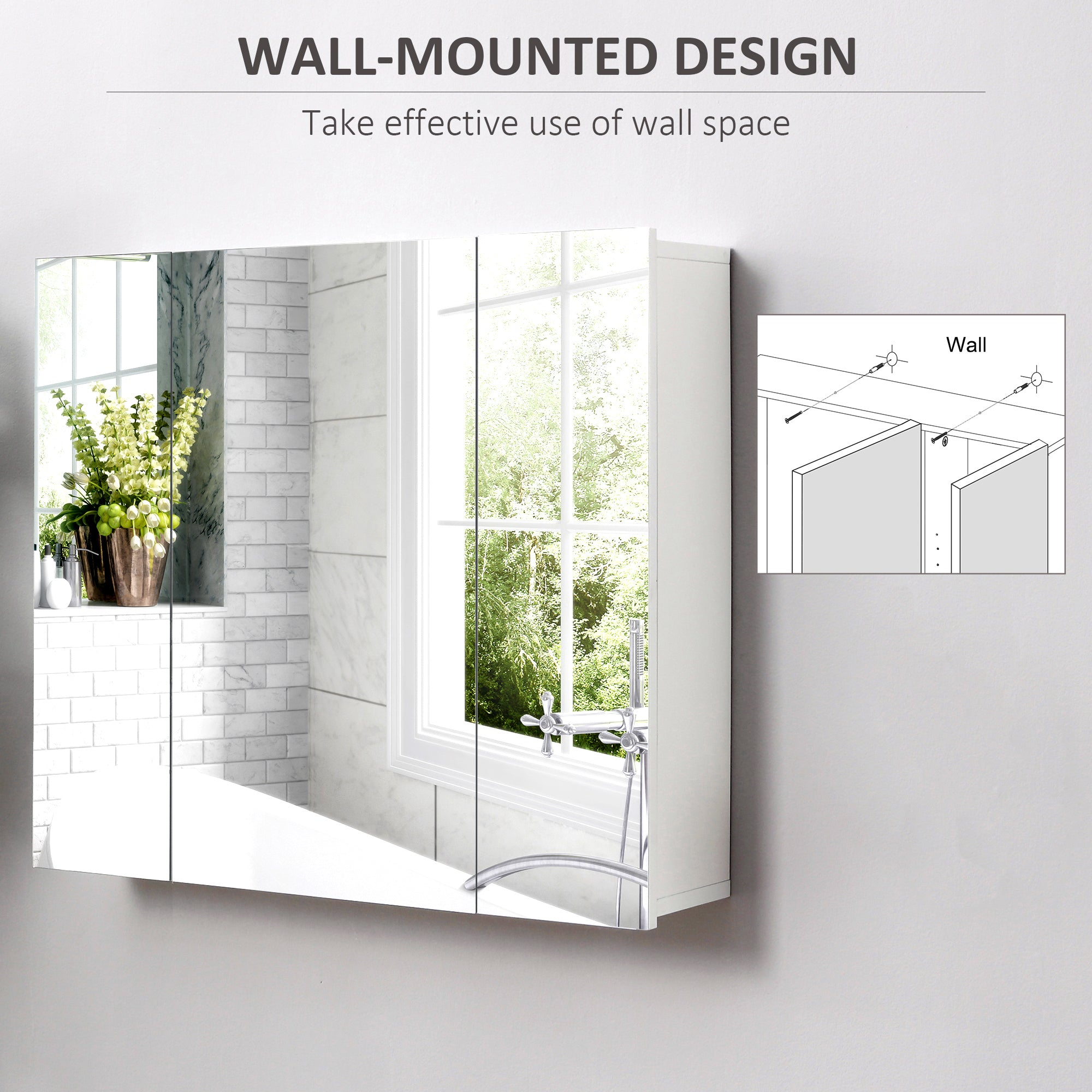 Kozy Wall Mounted Mirror Cabinet - White