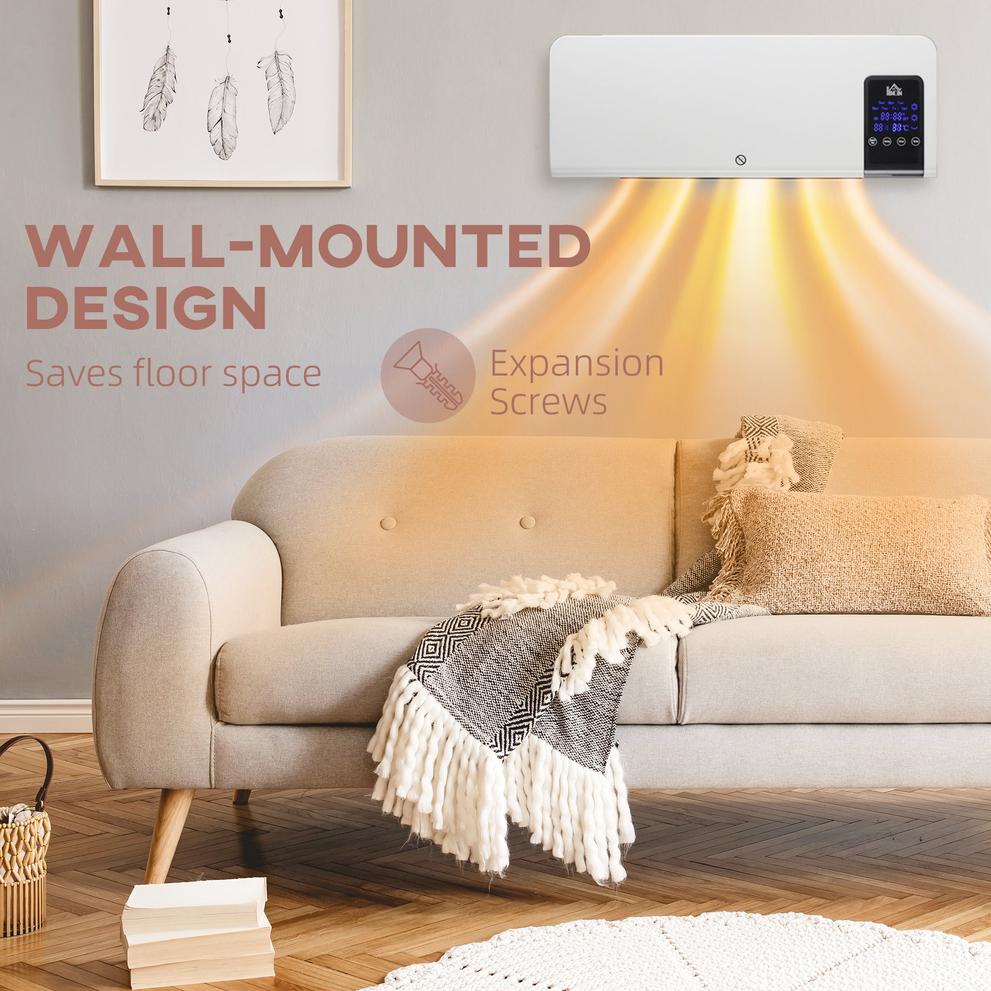 Kozy - 2000W Wall-Mounted Heater, 18-45°C Temperature, White