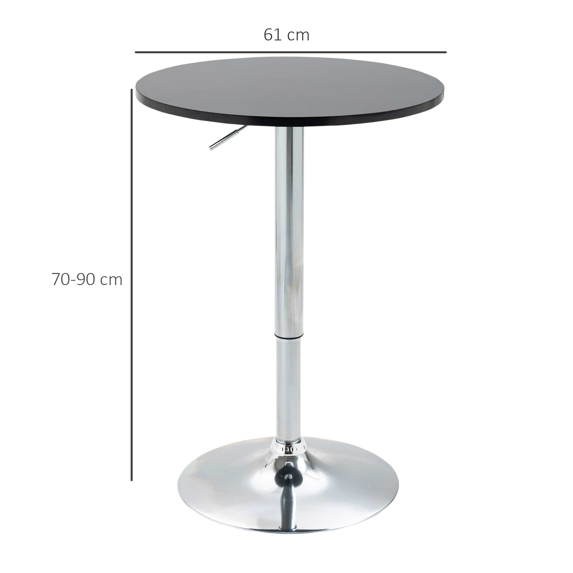 Kozy Round Height Adjustable Bar Table Counter Pub Desk with Metal Base for Home Bar, Dining Room, Kitchen, Black